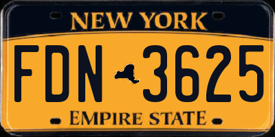 NY license plate FDN3625