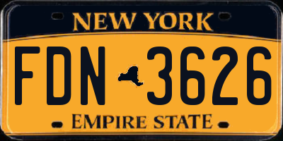 NY license plate FDN3626