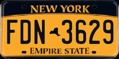 NY license plate FDN3629