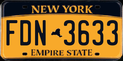 NY license plate FDN3633