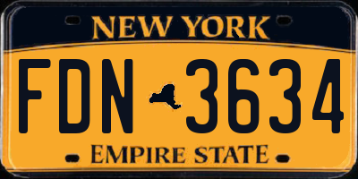NY license plate FDN3634