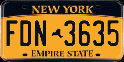NY license plate FDN3635