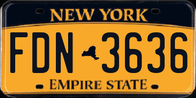 NY license plate FDN3636