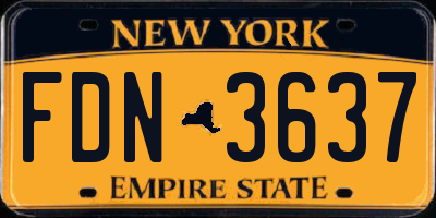 NY license plate FDN3637