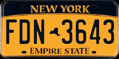 NY license plate FDN3643