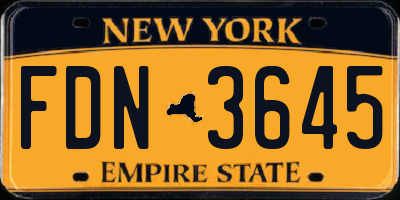 NY license plate FDN3645