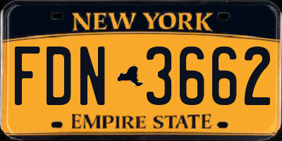 NY license plate FDN3662