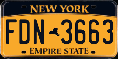 NY license plate FDN3663