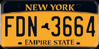 NY license plate FDN3664