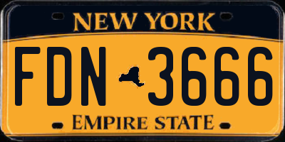 NY license plate FDN3666
