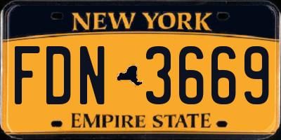 NY license plate FDN3669