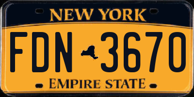 NY license plate FDN3670
