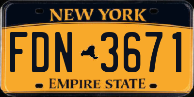 NY license plate FDN3671