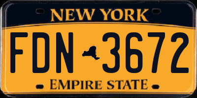 NY license plate FDN3672