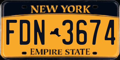 NY license plate FDN3674