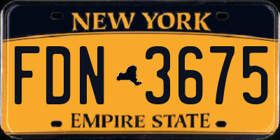 NY license plate FDN3675