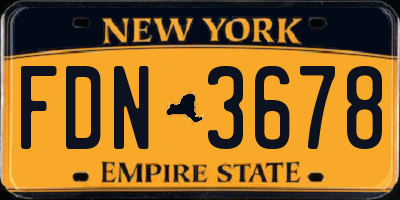 NY license plate FDN3678