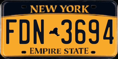 NY license plate FDN3694