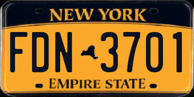 NY license plate FDN3701