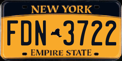 NY license plate FDN3722