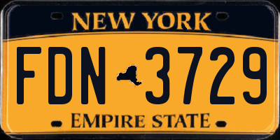 NY license plate FDN3729
