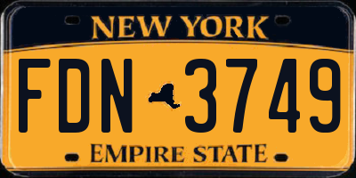 NY license plate FDN3749