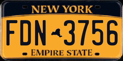 NY license plate FDN3756