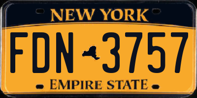 NY license plate FDN3757