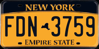NY license plate FDN3759