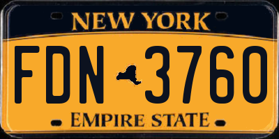NY license plate FDN3760