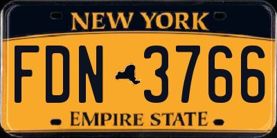NY license plate FDN3766
