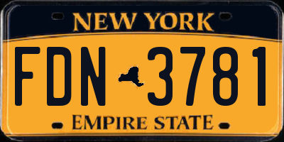 NY license plate FDN3781