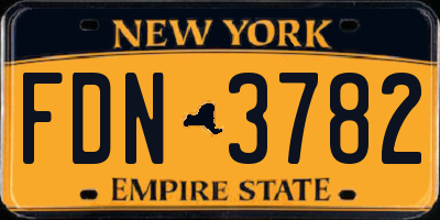 NY license plate FDN3782