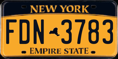 NY license plate FDN3783