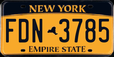 NY license plate FDN3785
