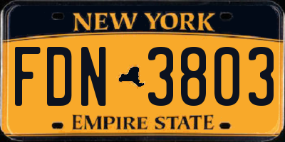 NY license plate FDN3803