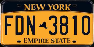 NY license plate FDN3810