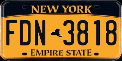 NY license plate FDN3818