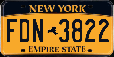 NY license plate FDN3822