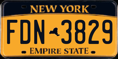 NY license plate FDN3829