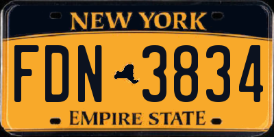 NY license plate FDN3834