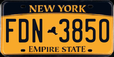 NY license plate FDN3850