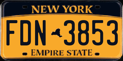 NY license plate FDN3853