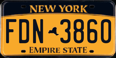 NY license plate FDN3860