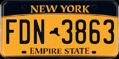 NY license plate FDN3863