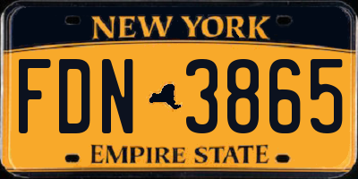 NY license plate FDN3865