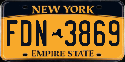 NY license plate FDN3869