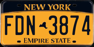 NY license plate FDN3874