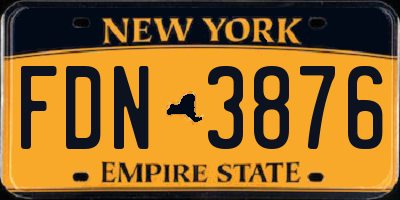 NY license plate FDN3876