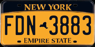 NY license plate FDN3883